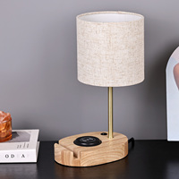 Lampe de table industrielle en manguier et toile, abat-jour de table moderne en bois d'acacia, vente en gros
