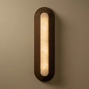 Lámpara de Pared LED de Alabastro Moderna y Lujosa, Aplique de Mármol con Marco de Madera en Niveles para Decoración de Hotel, Villa, Dormitorio, Pasillo y Sala de Estar - Product Image 2