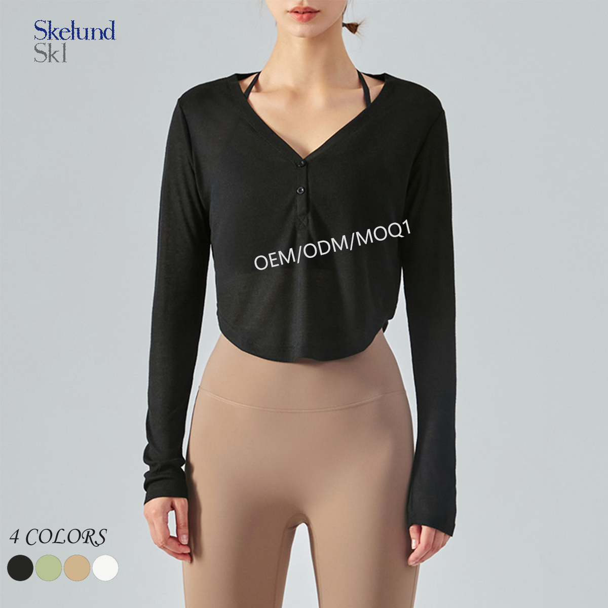 Customized Wholesale Loose V-Neck Yoga Long-Sleeve T-Shirt Cover-Up - Leisurely Drooping Feeling Design for Fitness