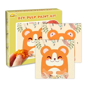 2023 Number Drawing Toys DIY Cartoon Framed Handpainted Kids Pulp Paint Kit DIY Painting By Numbers