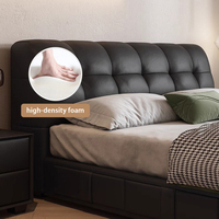 Luxus Schwarz Echt leder King Size Doppel Queen Bett rahmen Gaslift Gepolsterte Lagerung Hoch gepolsterte Betten Liege schubladen