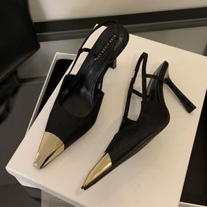 9CM Talons Chic Slingback <b>Closed</b> <b>Toe</b> Sexy Shoes Pumps <b>Black</b> <b>Heels</b> for Women Ladies - Product Image 3