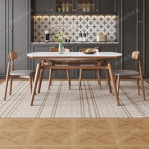 Ensemble table et chaises en bois massif, 4 pièces, extensible, design moderne minimaliste pour salle à manger - Product Image 1