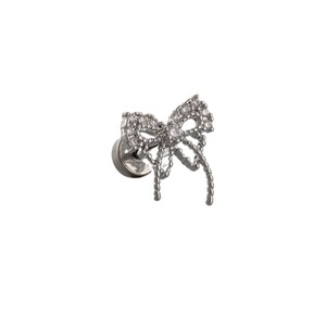 Boucles d'oreilles en acier inoxydable avec nœud papillon et tige à double filetage |   Piercing de barre interchangeable pour femmes et filles - Product Image 6