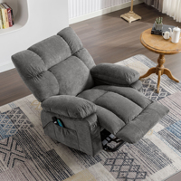 Fauteuil inclinable électrique VANBOW au design moderne avec fonctions de chauffage et de massage, tissu gris foncé, télécommande