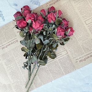 O-X806,6頭バラ人工花白人工バラ花花束ウェディングデコレーションシルクローズ束 - Product Image 6