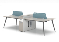 Bureau de conférence commercial simple pour 4 personnes, table de réunion minimaliste, poste de travail pour le personnel, table de bureau avec structure en métal