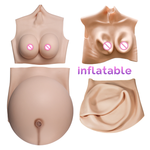 Faux gros seins gonflables en silicone bricolage et ventre de femme enceinte artificiel taille M Cospaly pour LGBTQ Crossdressing - Product Image 2