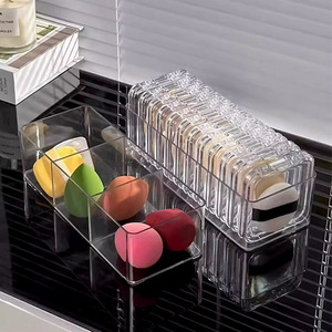 Transparent <b>Makeup</b> Organizer <b>Box</b> With Lid Desktop Storage For Powder Puff Jewelry Bracelet Display Case Eco Friendly - Product Image 3