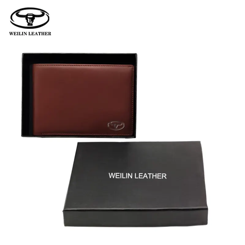 Wholesale Top Quality Luxury Genuine Leather Wallets Mens Purse Business commute Vintage Cowhide Custom Imprint Gift Wallet