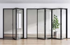 <span class=keywords><strong>Porte</strong></span> <span class=keywords><strong>pliante</strong></span> en aluminium noir Eloyd pour patio, <span class=keywords><strong>porte</strong></span> coulissante extérieure à double vitrage, <span class=keywords><strong>porte</strong></span> accordéon <span class=keywords><strong>pliante</strong></span> en acier et verre noir - Product Image 2