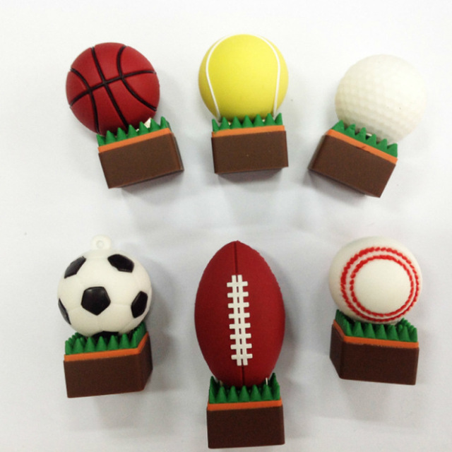 Sports USB Flash Drive Tennis Baseball Football Basketball Rugby Memory Stick Cartoon Flash Memory Stick Pen Drive for School