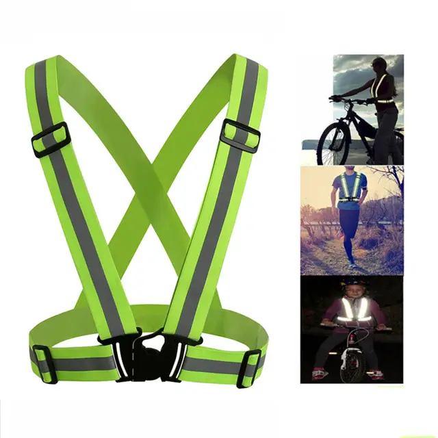 safety adjustable yellow elastic suspender belt vest for outdoor running