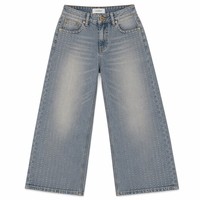 Vaqueros anchos personalizados para hombre, con pedrería completa en columna vertical, de mezclilla de 14 oz, pesados, desgastados, fabricante OEM