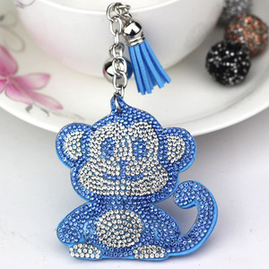 Kim cương khỉ keychain Bling Bling pha lê Rhinestone Mặt dây chuyền dệt kỹ thuật động vật vòng chì<span class=keywords><strong>a</strong></span> khó<span class=keywords><strong>a</strong></span> lợn mô hình quyến rũ Bling Keychain - Product Image 5