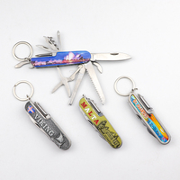 Couteau de poche multifonction pliable en acier inoxydable avec logo personnalisé, porte-clés souvenir, vente en gros