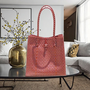 Premium Eco-Friendly Sembagi Women's Handbags Red XXL Unique Weaving From Recycled <b>Plastic</b> Adult Size - Product Image 5