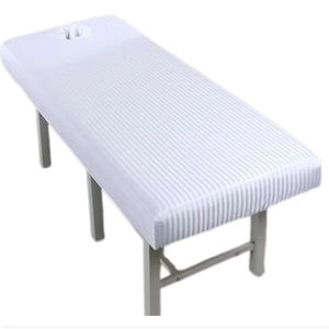 Drap-housse de <span class=keywords><strong>table</strong></span> de massage à rayures blanches, 1 pièce, couverture complète élastique, traitement de massage, couverture cosmétique de lit SPA avec trou <span class=keywords><strong>pour</strong></span> le visage - Product Image 1