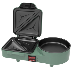 227617 CE/CB 900W Máquina eléctrica para desayuno 2 en 1 Parrilla plana para interiores y sandwichera - Product Image 4