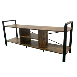 モダンな木製パネルテレビスタンド、55/60インチ対応、オープンシェルフ、メディアコンソール、リビングルーム用テレビユニット、アンティーク調グレー - Product Image 3