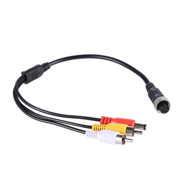 M12 4Pin Aviation Female Plug to 2 RCA + DC Male Extension Cable Adapter for CCTV Camera Security DVR Microphone