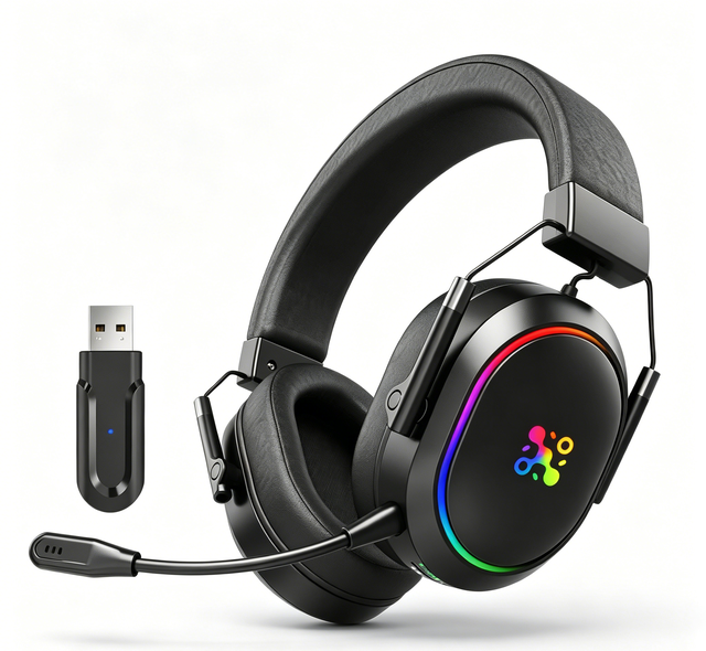 LDON F02 Over-Ear Wireless for 6.0 Gaming Headset Sports Active Noise Cancellation (ANC) RGB Lighting Surround Sound Low