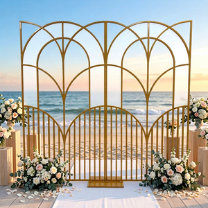 LEDA Factory Custom Gold <b>Arch</b> Metal Background Frame Stand For Wedding Event Party <b>Decoration</b> - Product Image 1