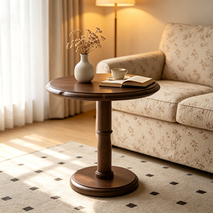 Mesa de Centro Redonda de Madera, Diseño Minimalista, Hecha a Mano, Muebles Modernos para Sala de Estar - Product Image 4
