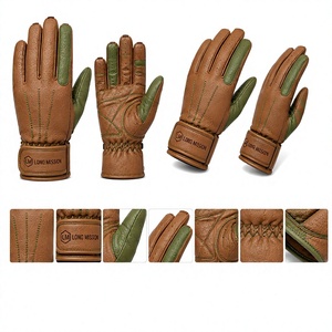 Long Mission Leather Motorcycle <b>Gloves</b> Wrist Length Unlined Breathable Plain Eco-Friendly Touchscreen Four Seasons Outdoor - Product Image 1