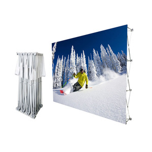 プロモーション用ポータブル背景幕、展示会用折りたたみブース、ポップアップ展示ディスプレイ、アルミ製ファブリックウォールバナー - Product Image 1