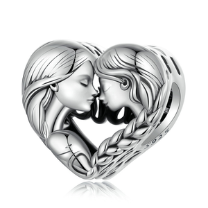 Serie familiar, abalorio de Plata de Ley 925 para hermana y madre, compatible con pulsera Original, accesorios de joyería DIY, cuentas de corazón - Product Image 2