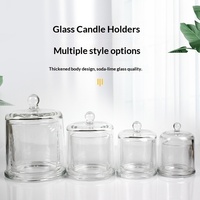 Porte-bougie en verre cristal avec couvercle, diffuseur sans flamme, cloche en verre, pots à bougies, contenants cosmétiques – 3oz, 8oz, 17oz, 25oz