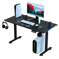 Bureau de jeu électrique réglable en hauteur 720-1170mm, moteur simple, 2 niveaux, panneau de particules 18mm, 60kg, porte-gobelet AY=Y