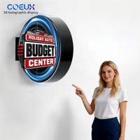 Boîte lumineuse publicitaire LED holographique 3D personnalisée double face en acrylique pour affichage de logo extérieur de magasin, restaurant ou entreprise