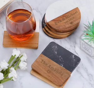 Gran oferta, regalos <span class=keywords><strong>de</strong></span> boda personalizados, posavasos <span class=keywords><strong>de</strong></span> piedra, posavasos <span class=keywords><strong>de</strong></span> madera <span class=keywords><strong>de</strong></span> Acacia <span class=keywords><strong>de</strong></span> mármol grabado para bebidas, portavasos, posavasos <span class=keywords><strong>de</strong></span> mármol - Product Image 6
