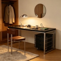 Bureau d'ordinateur en bois avec cadre en acier inoxydable, tiroir mobile, table d'écriture, poste de travail pour la maison, le bureau et l'étude
