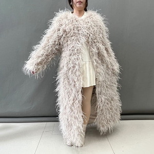 Abrigo de Plumas de Avestruz Extra Largo Hecho a Medida para <span class=keywords><strong>Mujer</strong></span>, Chaqueta de Lujo - Product Image 2