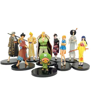 New design style japan anime One Pieces Luffy Zoro sanji with color Box anime pvc action figure