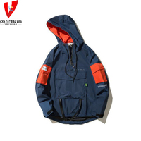 Vestes coupe-vent rétro vintage personnalisées pour hommes, avec fermeture éclair, pour le printemps, en tissu tissé, à capuche, en nylon colorblock, OEM