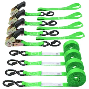 4 PK Green Cargo Lashing Belt Strap Tie Down Strap Packed In Colour Box