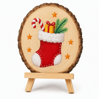 Festliche Weihnachtsstrumpf-Dekoration: Natürliche Runde Holzscheiben für Kunsthandwerk, Unbehandelte Holzscheiben zum Bemalen, Umweltfreundliches Kunstwerk für Heim- und Feiertagsdekoration