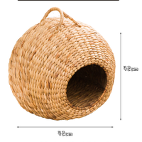 Lit rond pour chat et chien en coton naturel tressé, nid pour animaux de compagnie toutes saisons avec griffoir, maisonnette portable pour animaux de compagnie d'intérieur