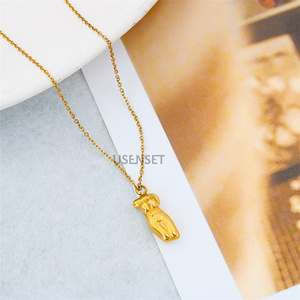 Popolare ultima moda semplice avanzata Versatile maglione gioielli donna clavicola personalità amore rosa collana in acciaio inox - Product Image 3