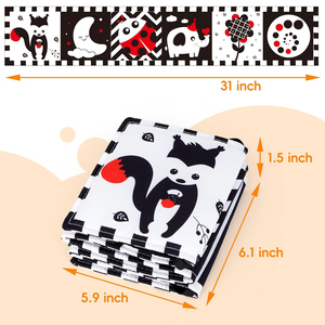 몬테소리 학습 활동 신생아 두뇌 발달을위한 흑백 고 대비 아기 장난감 배 시간 소프트 북 - Product Image 6