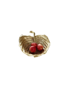 Frutero Metálico Clásico en Forma de Hoja, Dorado y Pulido, Ligero y Ecológico, Directo de India - Product Image 1