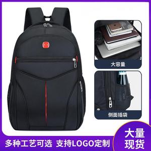 Men's <b>Backpack</b> Oxford Cloth <b>Laptop</b> Compartment Water Resistance Everyday Use Black Solid Color Shoulder Straps - Product Image 5