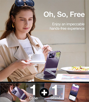 TORRAS UPRO casing iPhone 14 Pro Max, pelindung ponsel ramping dengan penyangga bawaan, untuk iPhone 15 Pro Max