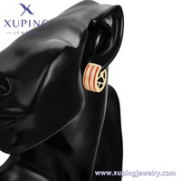 65030 XUPING Juego de Joyería de Moda en Oro Tono Oro con Esmalte Rojo y Cristales, Anillo y Pendientes de Aro Vibrantes para Uso Diario