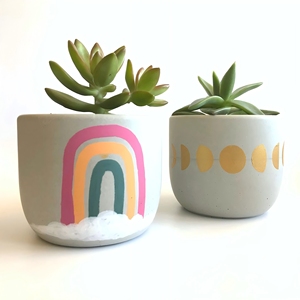 Cầu Vồng trồng-Chậu trồng bê tông vẽ tay chậu trồng cây có hệ thống thoát nước hoặc không có để trang trí nhà hiện đại - Product Image 3