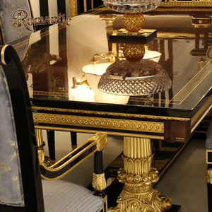Mesa de Comedor Francesa de Lujo Personalizada con 6 Sillas, Juego de Muebles de Comedor Europeos Clásicos de Alta Gama con Acabado Brillante - Product Image 3